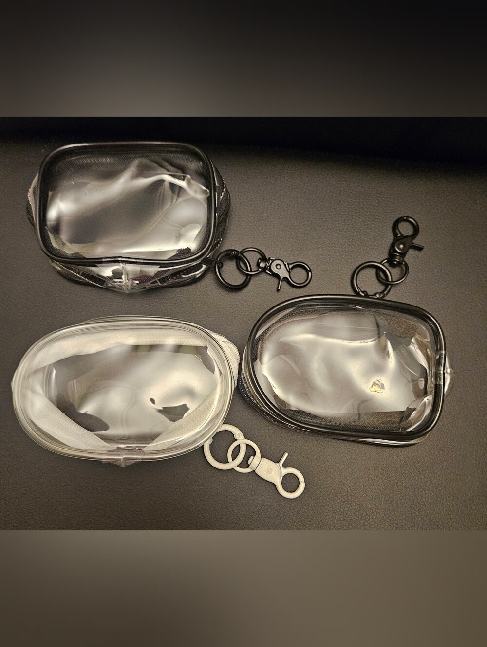 3 Pcs Clear Pouches with Zipper, Mini Clear Keychain